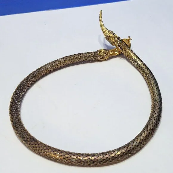 Vintage Gold Metal Mesh Snake Necklace and Bracelet Set - Picture 4 of 16